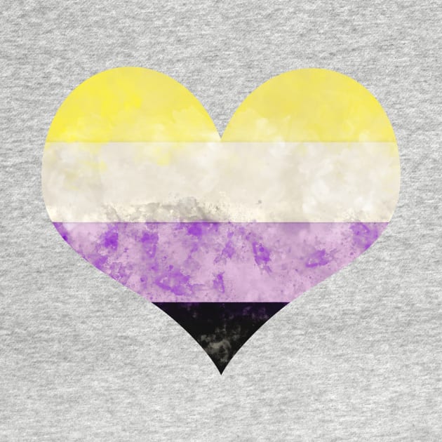 Nonbinary Pride Heart - Watercolor by MeowOrNever